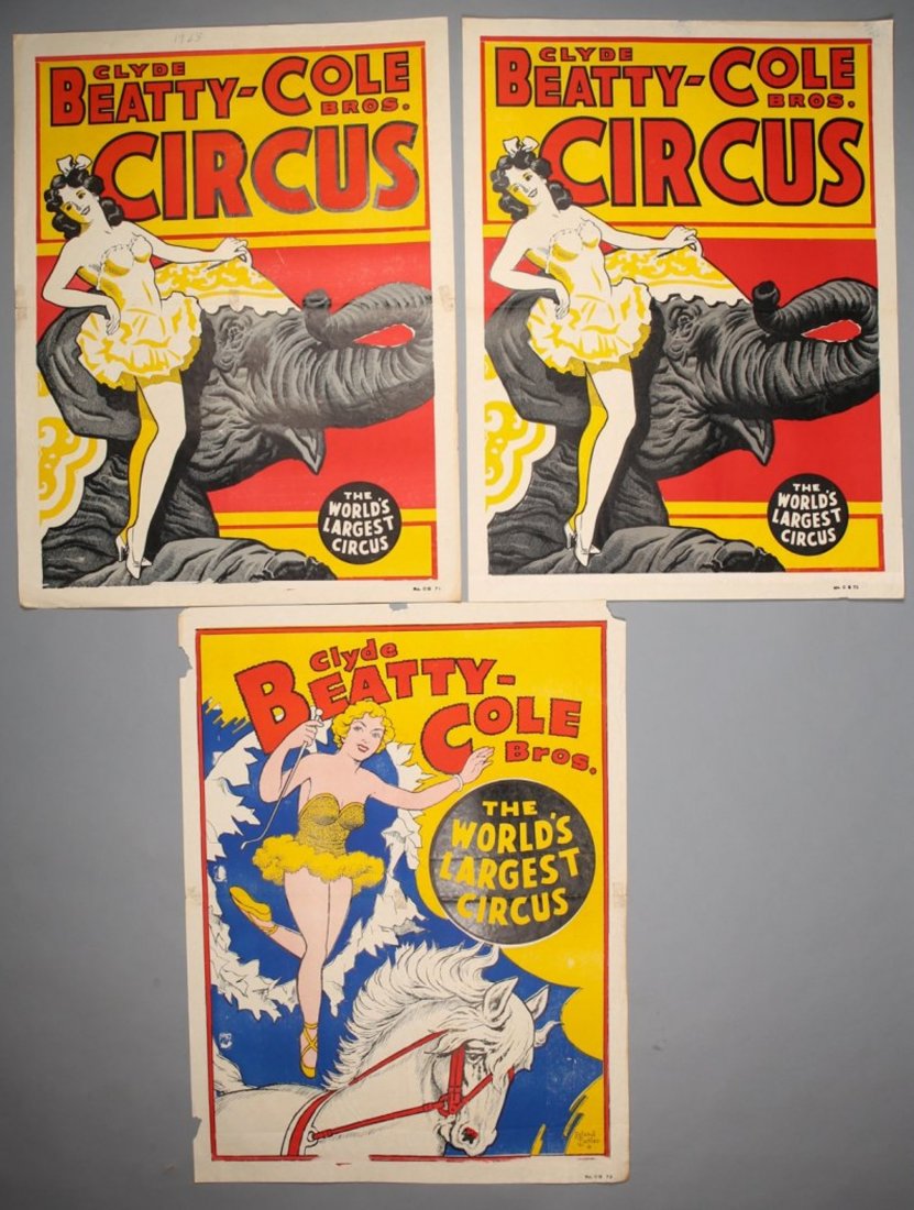 3 Vintage Clyde Beatty - Cole Circus Posters (1 of 1)