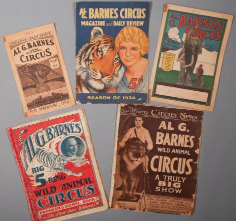 5 Vintage Al G. Barnes Circus Programs (1 of 3)