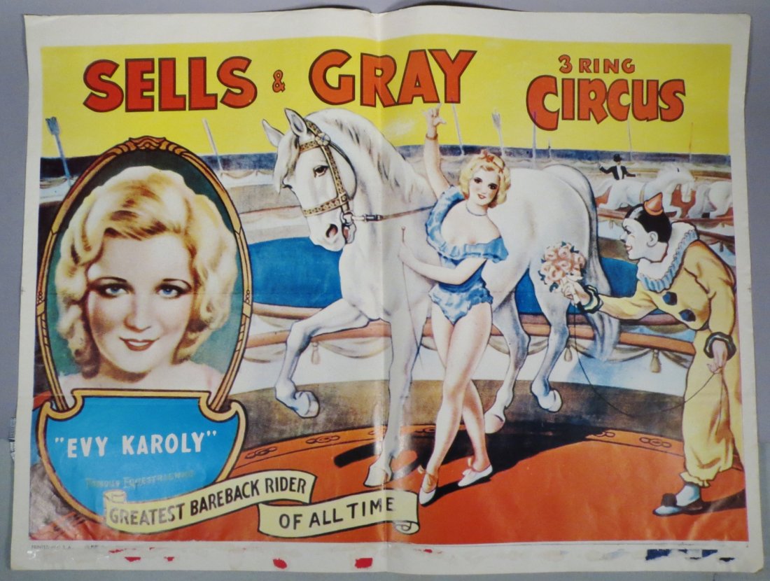 Vintage Sells & Gray Circus Poster Featuring Evy Karoly (1 of 1)