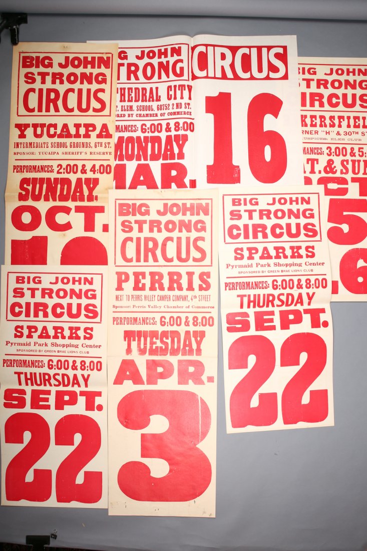 Lot of 6 ~ Big John Strong Circus Broadsides ~ CA & NV (1 of 1)