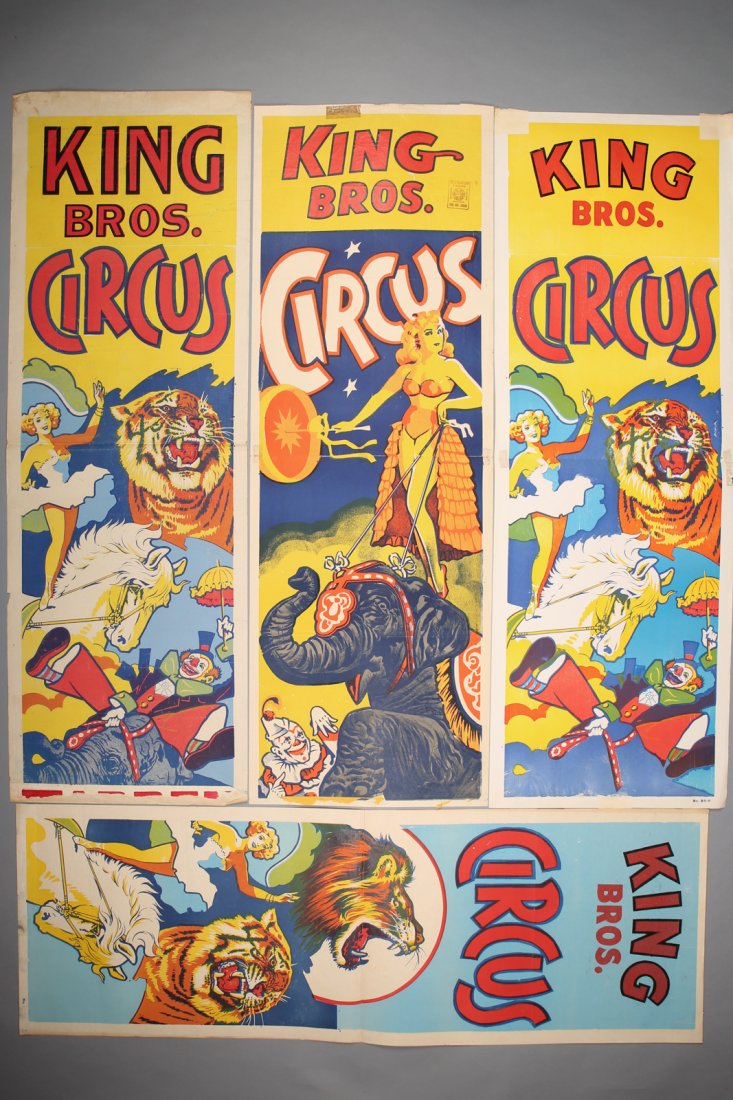 Lot of 4 ~ Vintage King Bros Circus Broadsides (1 of 1)