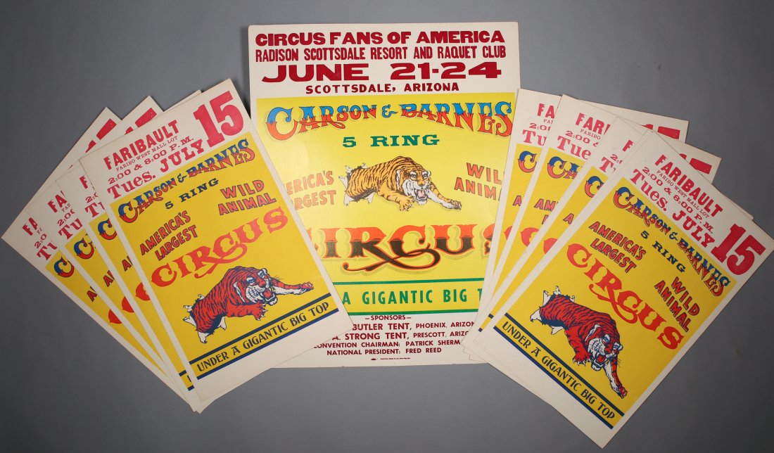 Lot ~ Vintage Carson & Barnes Wild Animal Circus Poster (1 of 2)