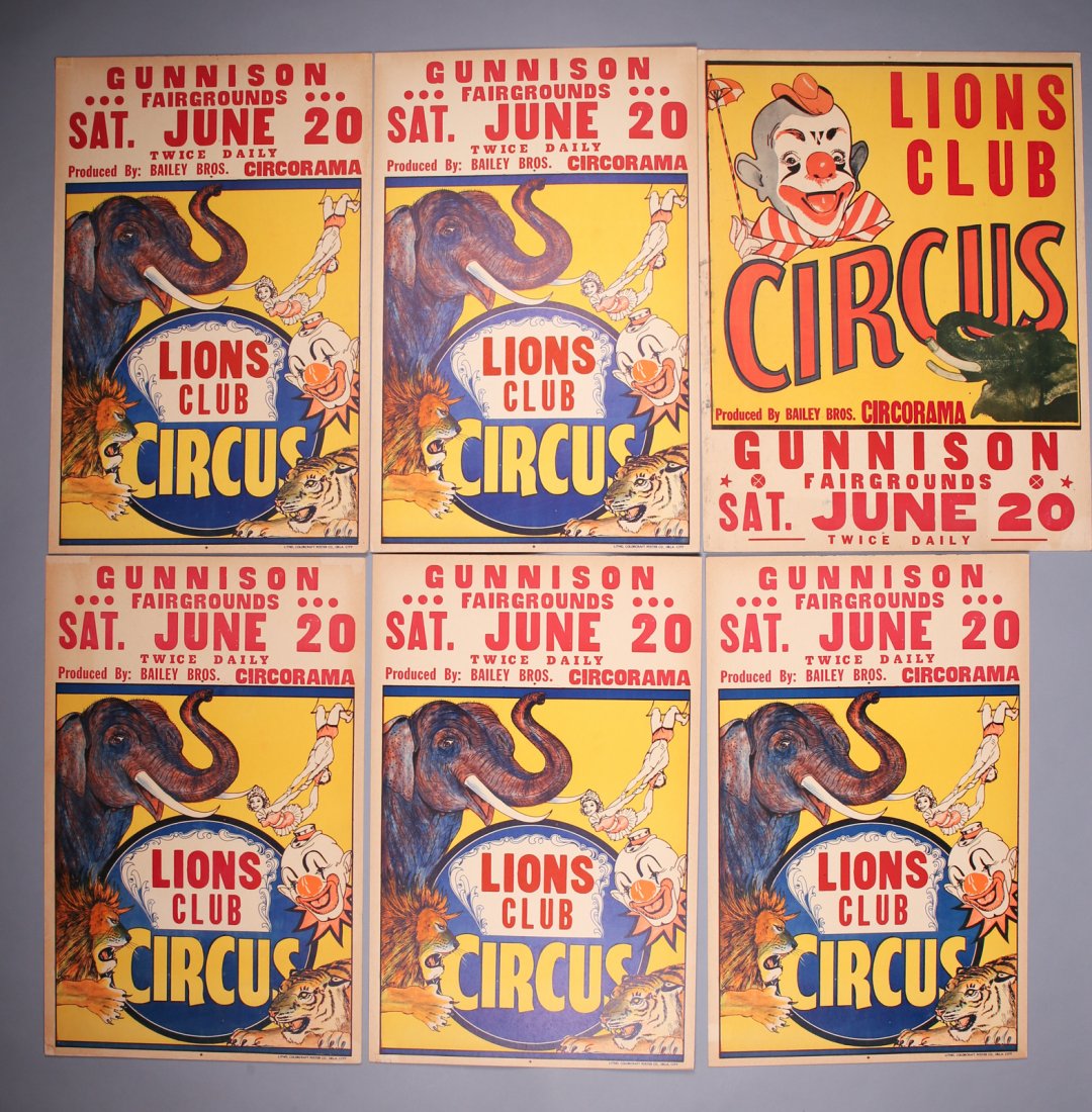 Vintage Lion's Club (Bailey Bros) Circus Poster Lot (1 of 1)
