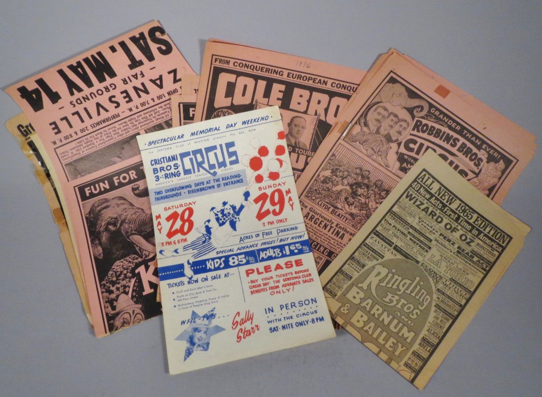 10 Assort. Circus Broadsides & Ads 1930-1960 (1 of 2)