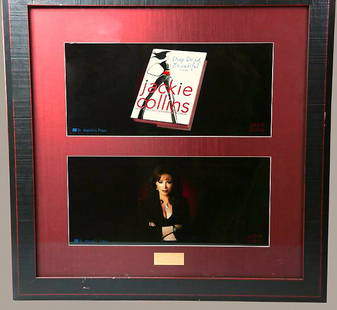 Jackie Collins Presentation Plaque For "Drop Dead: Plaque presented to Jackie Collins for her "Drop Dead Beautiful" 2007 Summer Book Tour by Harrah's Entertainment. Top section shows a picture of her book, Drop Dead Beautiful. Bottom section shows