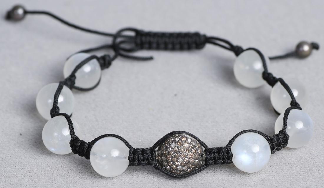 Moonstone and Chocolate Diamond Cord Bracelet (1 of 5)
