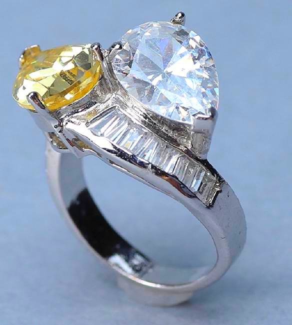Sterling Silver Citrine & Crystal Cocktail Ring (1 of 7)