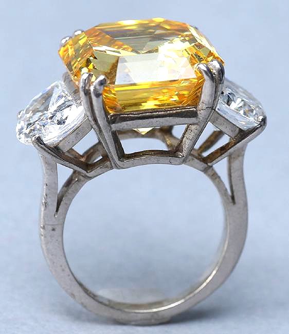Sterling Silver, Large Citrine Colored Crystal Cocktail (1 of 8)