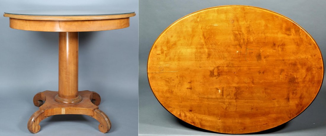 c1920 Burled Walnut Oval Accent Table (1 of 5)