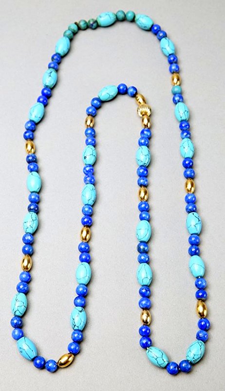Turquoise, Lapis, 14K Gold Bead Necklace (1 of 2)