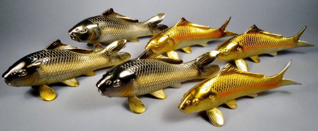 Lot of 6 Japanese Cast Iron Koi Fish (1 of 10)