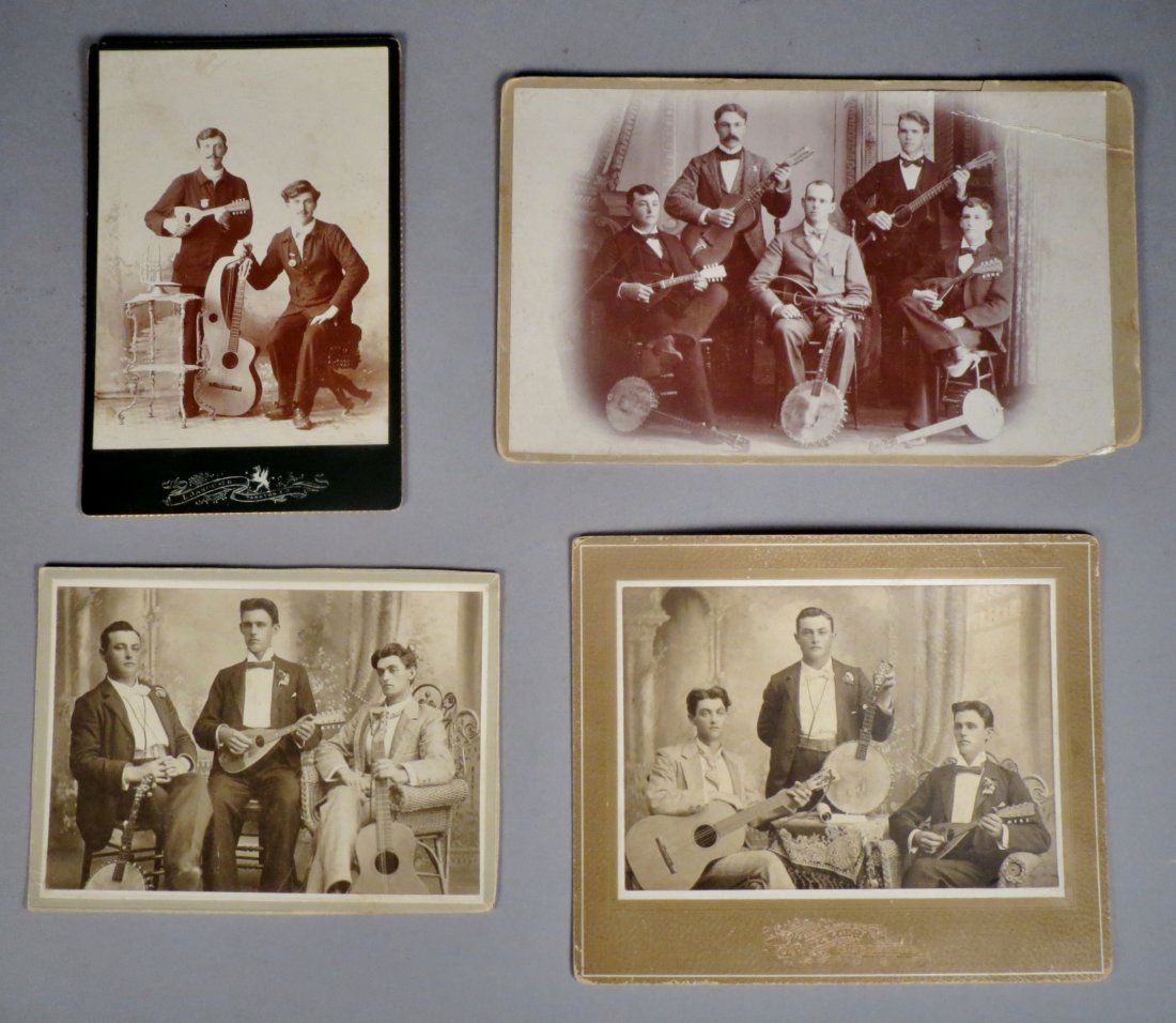 Photo lot of 4 pics with Antique Guitars and  Musicians (1 of 9)