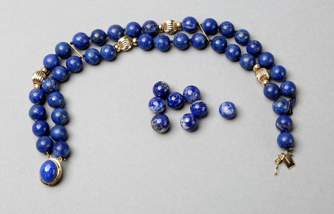 14K Yellow Gold, Lapis Bead Necklace (1 of 1)