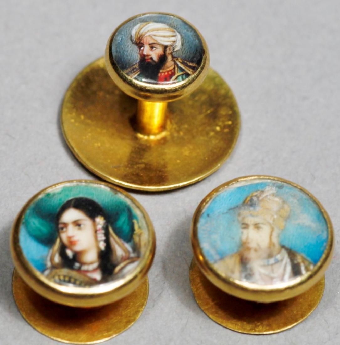 Antique 14K Portrait Miniature Button Studs (1 of 4)