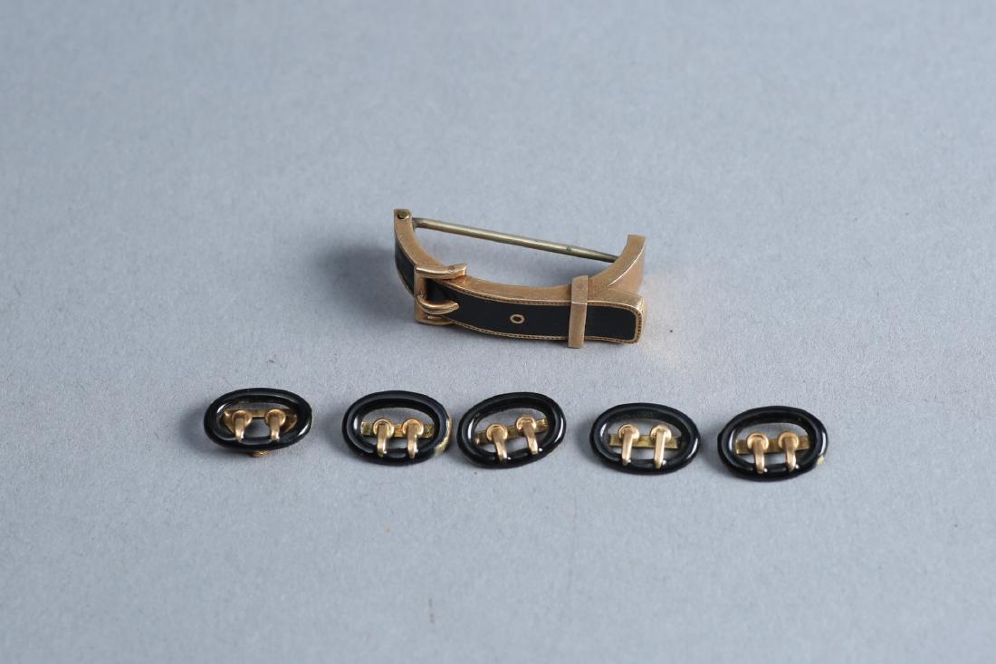 Victorain Enamel & 14k Gold Buckle Brooch Lot (1 of 3)