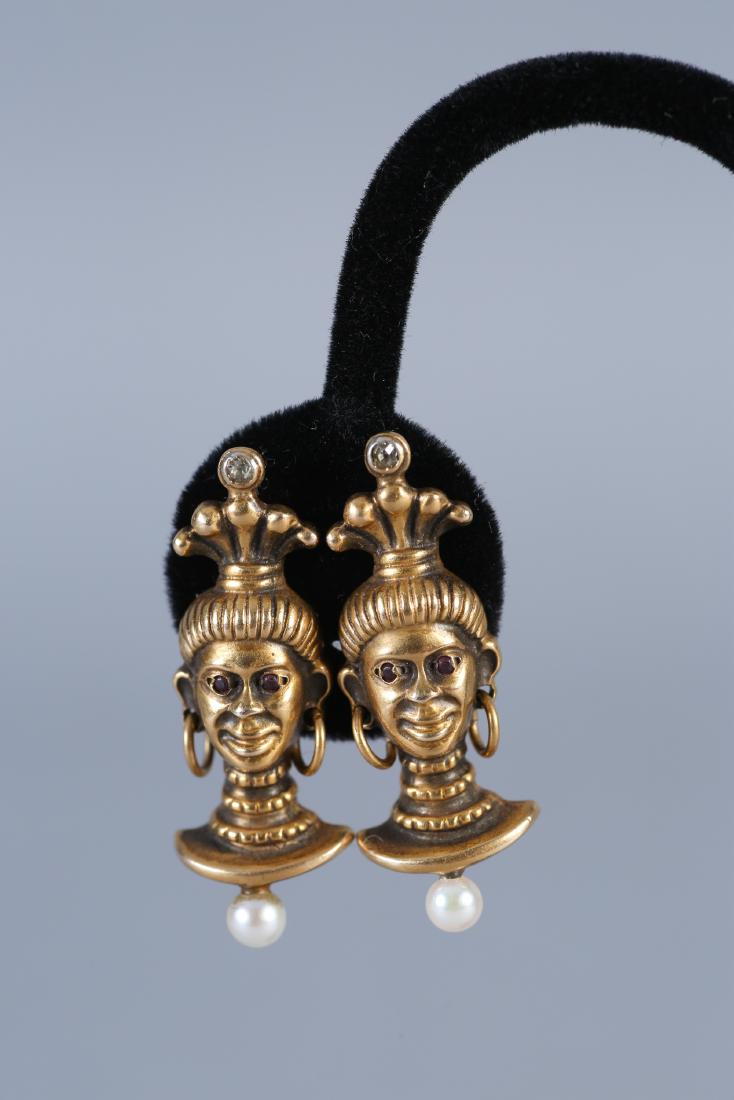 Vintage 14K Nubian Princess, Ruby, Diamond & Pearl (1 of 4)