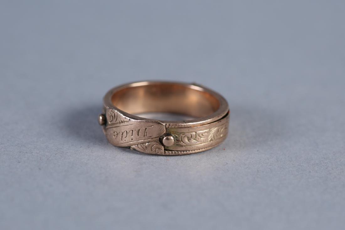 Victorian 14K Hinged Mourning Hairwork Ring (1 of 4)