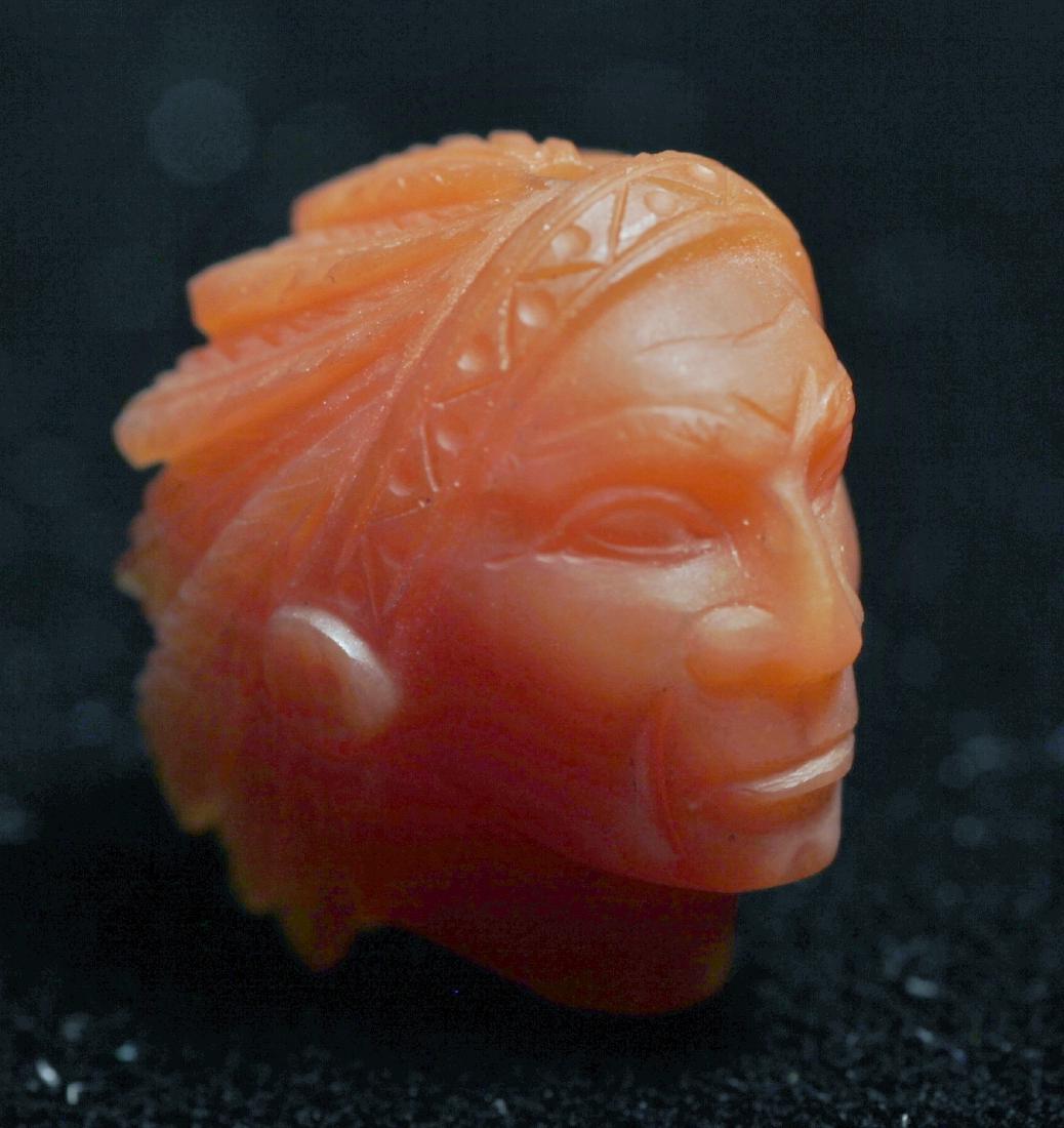 Vintage Carved Gemstone Indian Head Chalcedony (1 of 6)