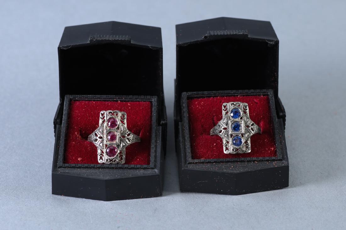 2 Beautiful Vintage Designer rings, Pink & Blue (1 of 4)