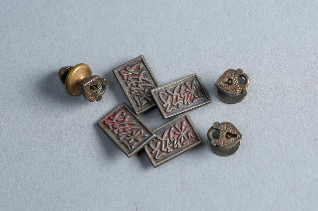 Antique tie tack and cuff link lot Asian & Padlocks, (1 of 1)