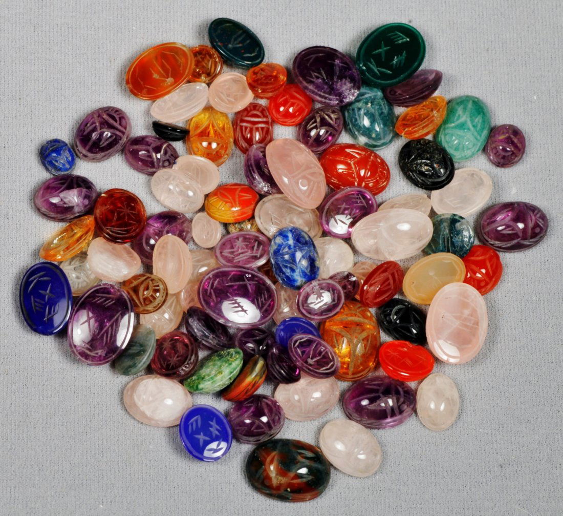 Lot of Carved Scarab Gemstones (1 of 2)