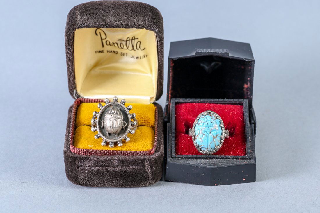 2 Vintage Designer Sterling Rings, Egyptain (1 of 3)