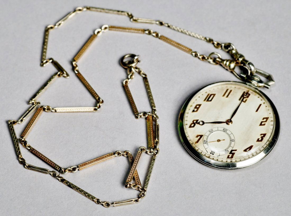 Vintage 18K White Gold Paul Ditishein Pocket Watch (1 of 7)