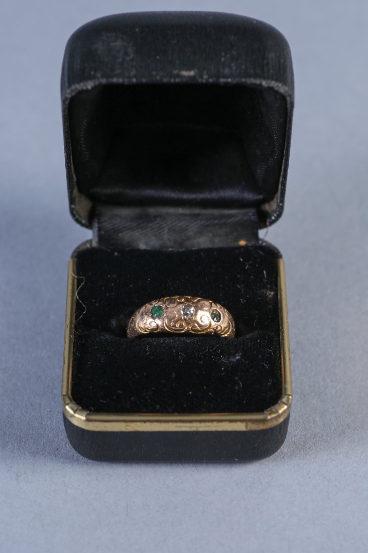 Victorian Gypsy Set Diamond/Emerald Ring 14K (1 of 3)