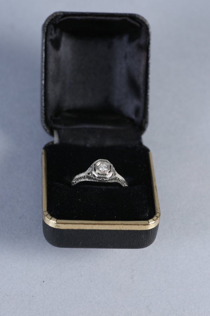 Art Deco 18K White Gold & Diamond Ring (1 of 3)