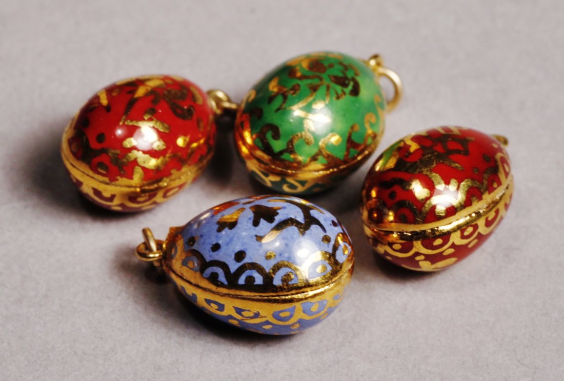 Antique Lot Faberge Style, Painted Porcelain Egg (1 of 5)