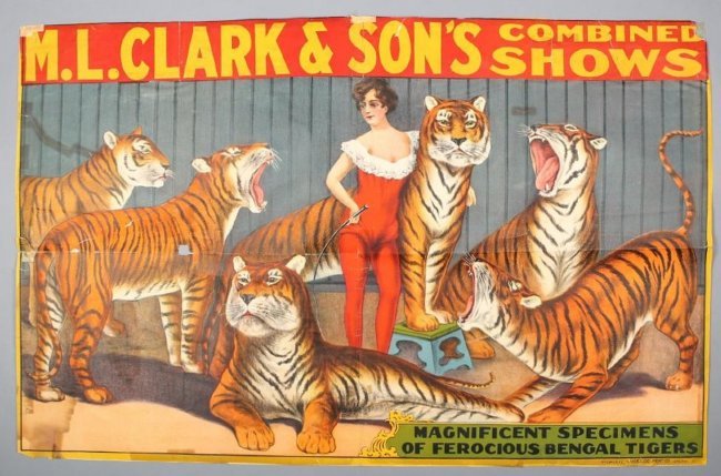 Antique M.L. Clark & Sons Combined Shows Circus Posters (1 of 1)