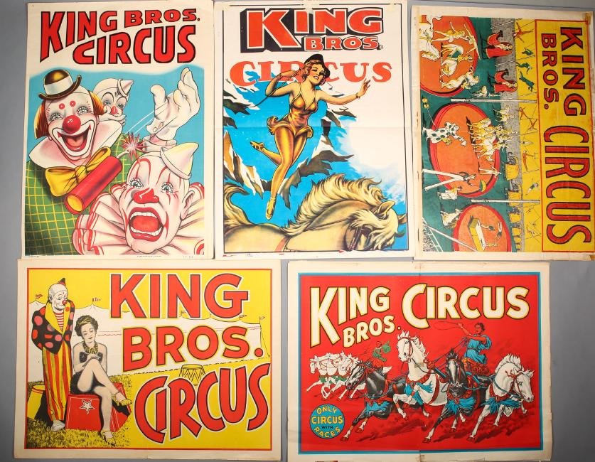 Vintage King Bros Circus 5 pc Poster Lo5 (1 of 1)