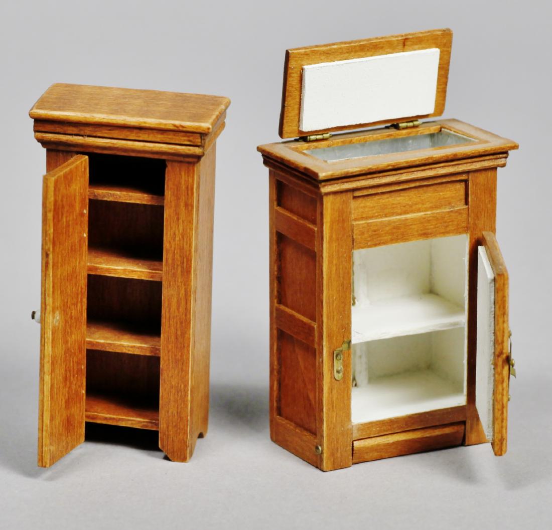 Signed dollhouse & miniature furniture Joanne Egon PLU: Lot of 10 pieces of furniture, marked and dated. Ranging from 2 1/2" high to 1 1/4" high. Joanne Egon, and other signed artist pieces.