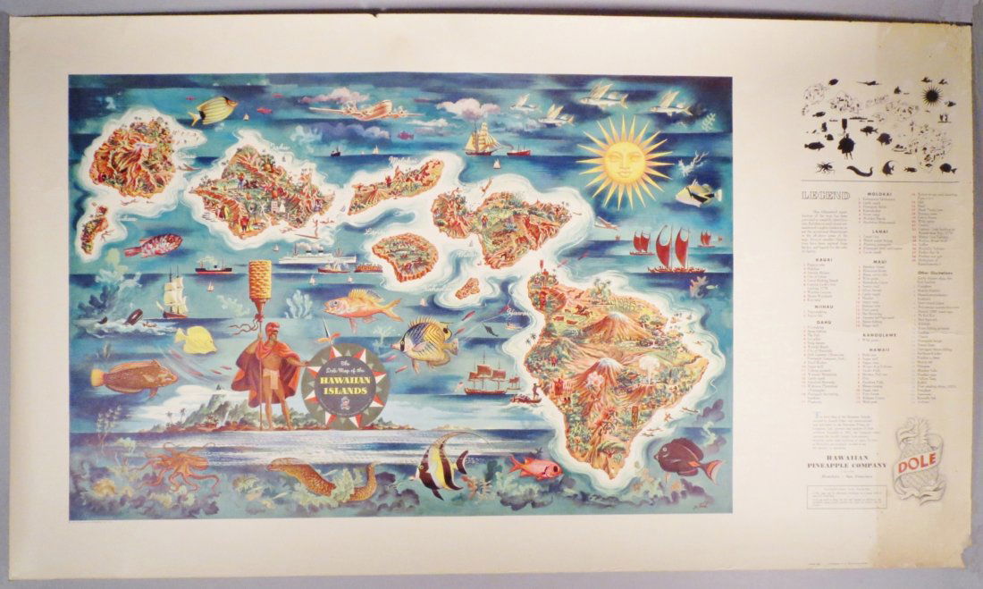 OG 1950's Dole Map Hawaiian Islands Joseph Feher Poster (1 of 12)