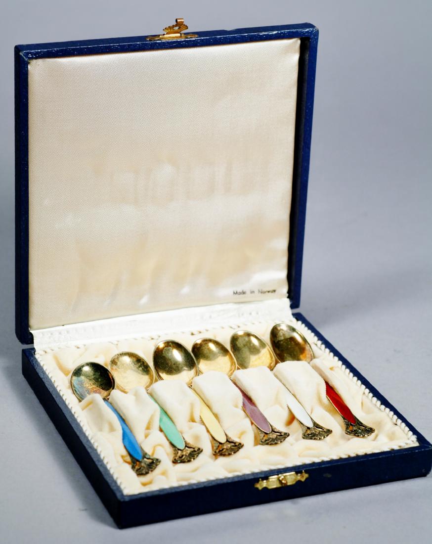 Marthinsen Sterling & Enamel Norway Spoon Set Box (1 of 9)