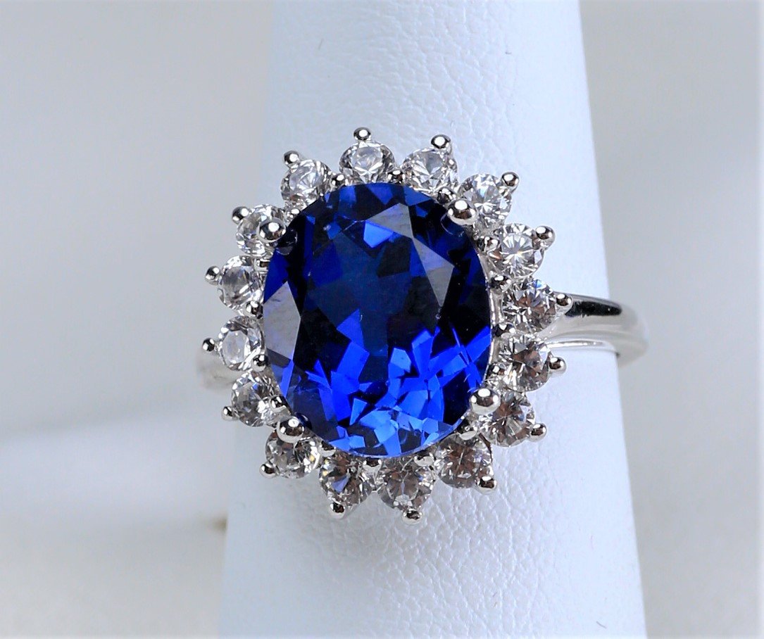 Nice 14k White Gold & Blue Sapphire Ring (1 of 4)