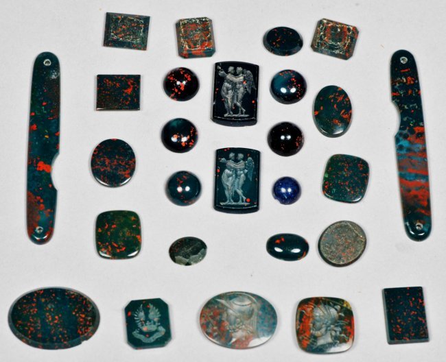 Huge Lot of Bloodstone, Various, Some Intaglio Carved (1 of 5)