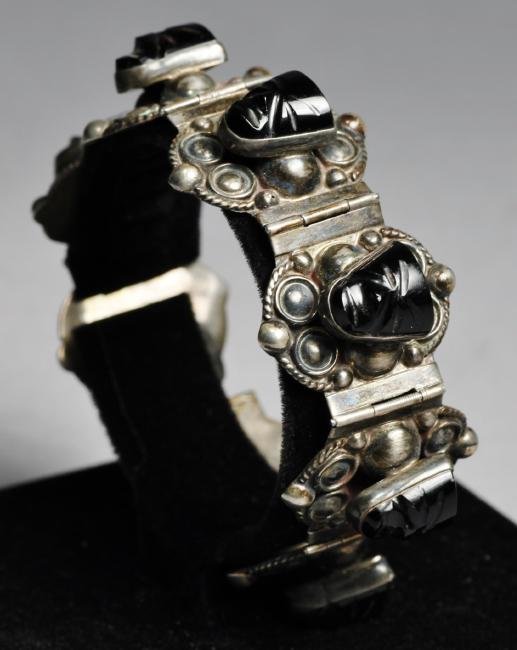 Vintage Mexican Sterling Aztec Mask Bracelet (1 of 6)
