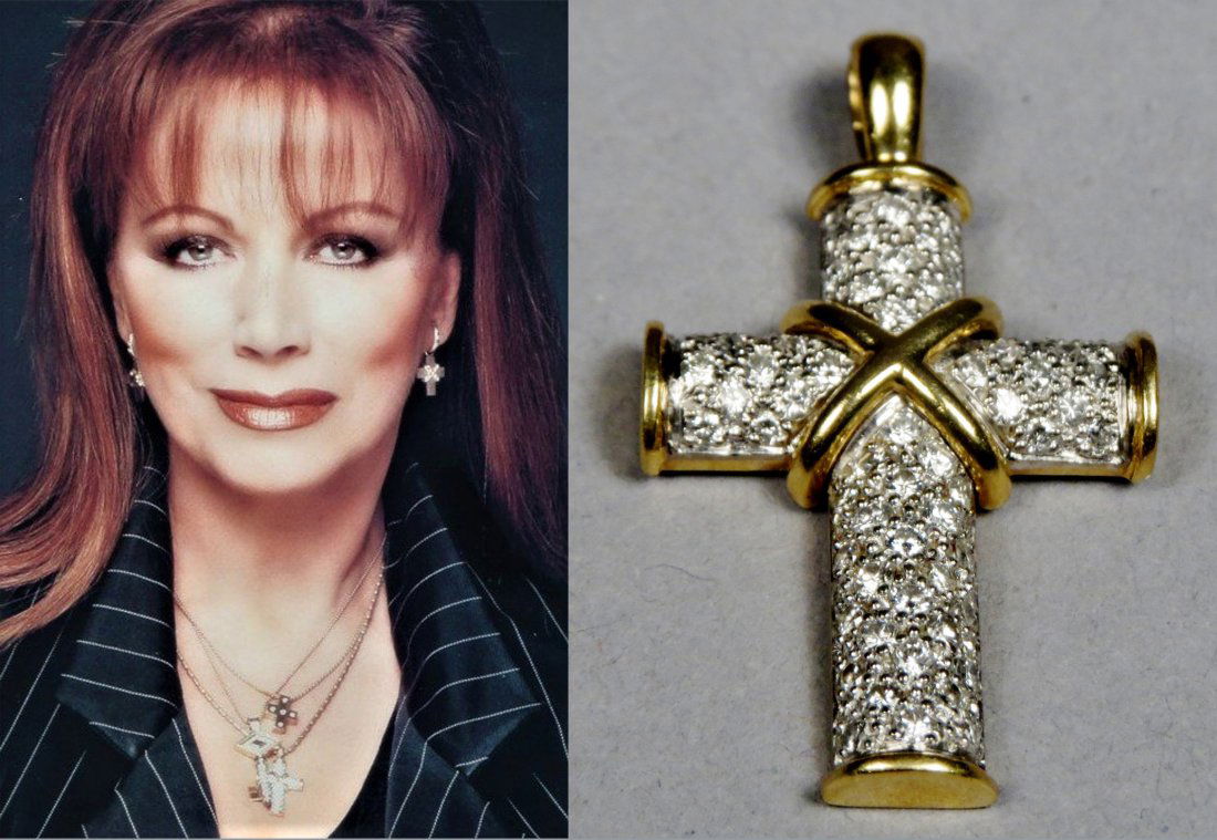 Theo Fennell 18K Gold & Diamond Cross Pendant Worn (1 of 6)