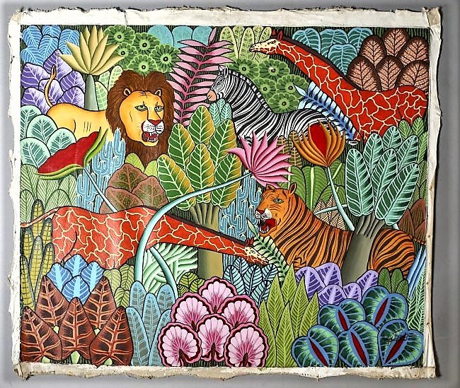 Haitian Art Acelin, Oil on Canvas Painting (1 of 2)