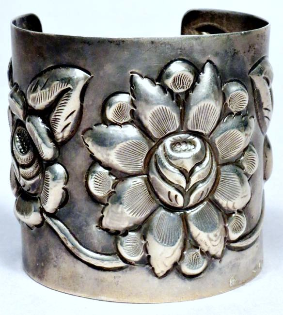 A. Tobias Mexico Sterling Repousse Cuff Bracelet (1 of 7)