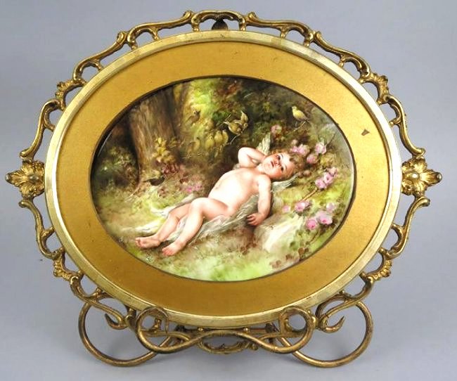 c1890 BG Stevenson Painted Porcelain Plaque (1 of 15)