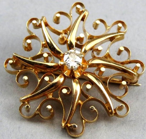 Antique Style 14K Brooch Diamond (1 of 8)