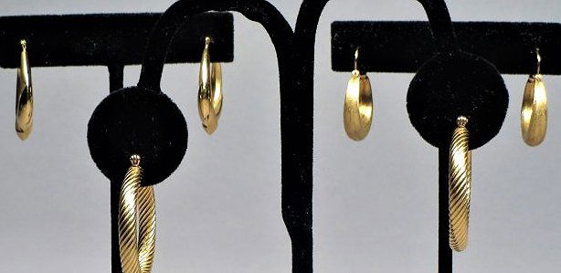 3 Pairs of 14k Gold Hoop Earrings (1 of 5)