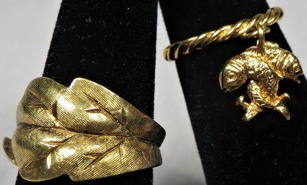 14K Hubertus Von Skal Charm Ring, Leaf Ring (1 of 4)