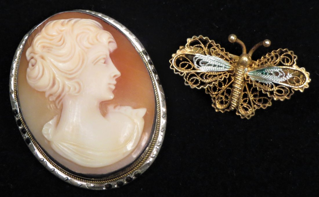Victorian Lot Silver Brooches Cameo (1 of 8)