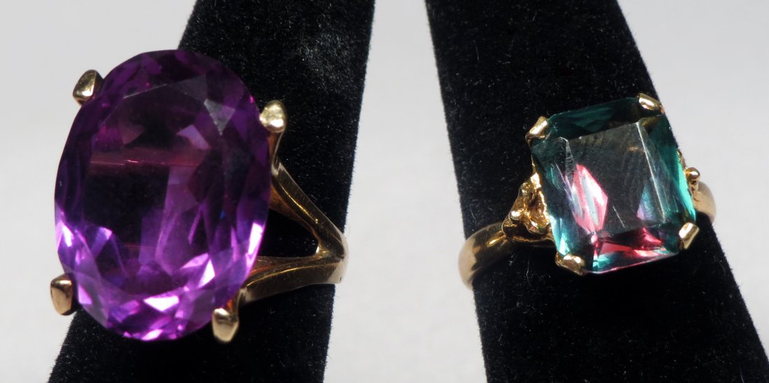 Pair 14K Lab Alexandrite Rings (1 of 9)