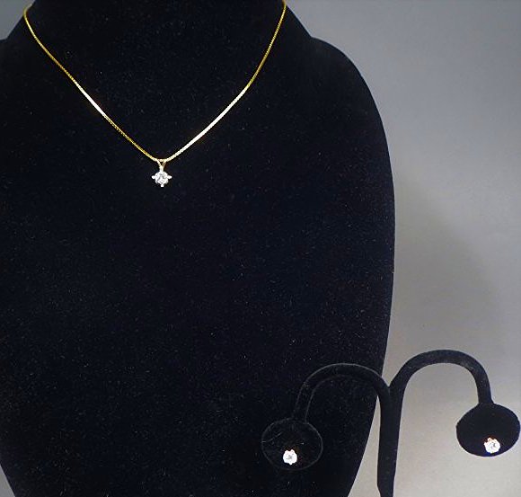 Classic Diamond Solitaire Necklace & Diamond Earrings (1 of 6)