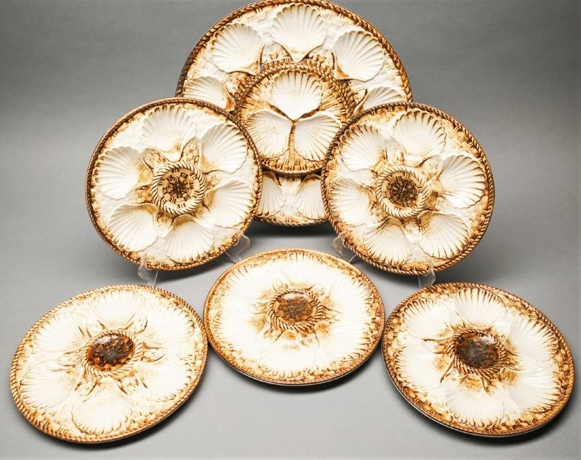 6 piece Longchamp Oyster Plate & Serving, Basketweave, (1 of 4)