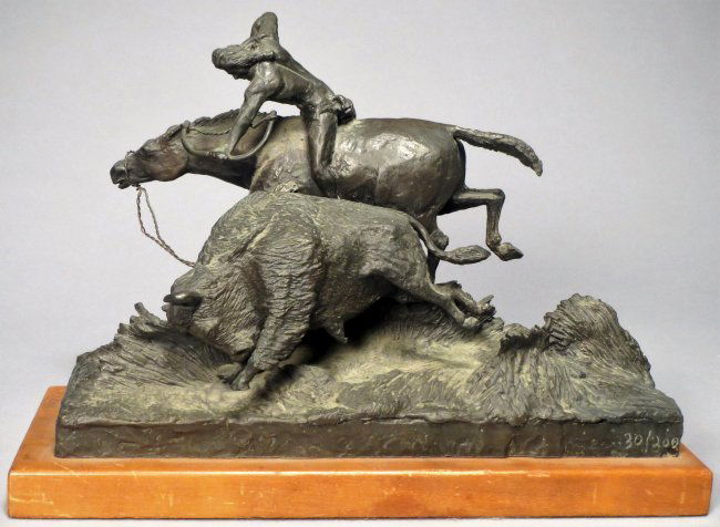 Signed Pete Millar Western Indian Hunting Buffalo (1 of 4)